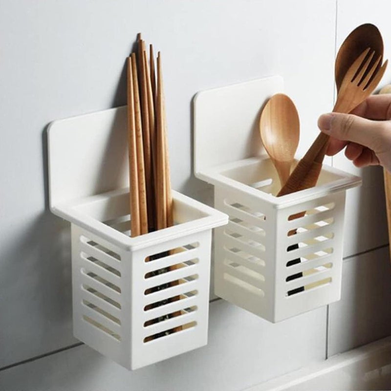 DIYOHFE Kitchen Tool Holder Wall-mounted utensils and Forks Spoons Rack,Drying Rack Space-saving,Storage of stationery, makeup brushes, and cleaning tools - Image 2